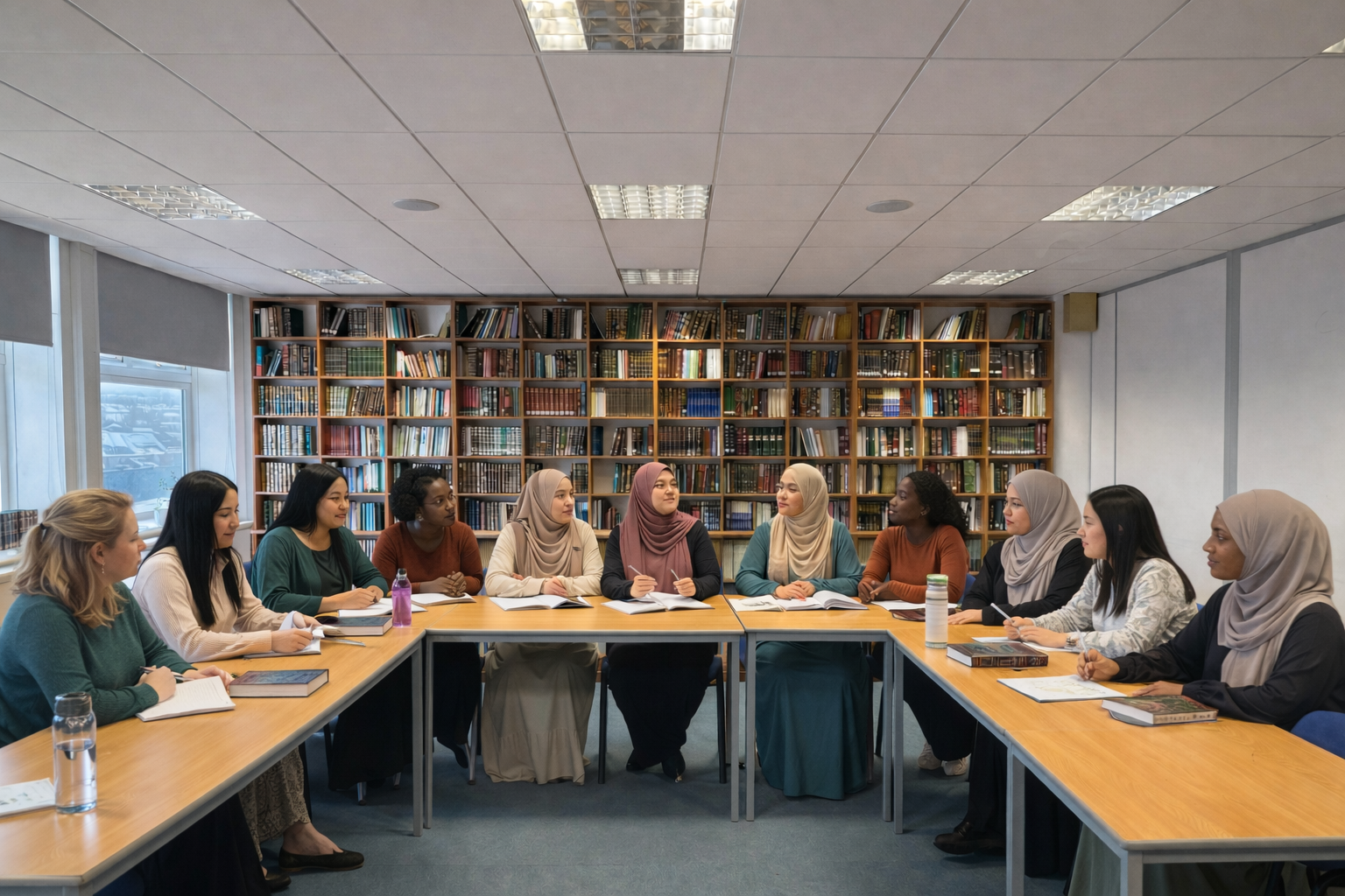 Students studying Islamic texts